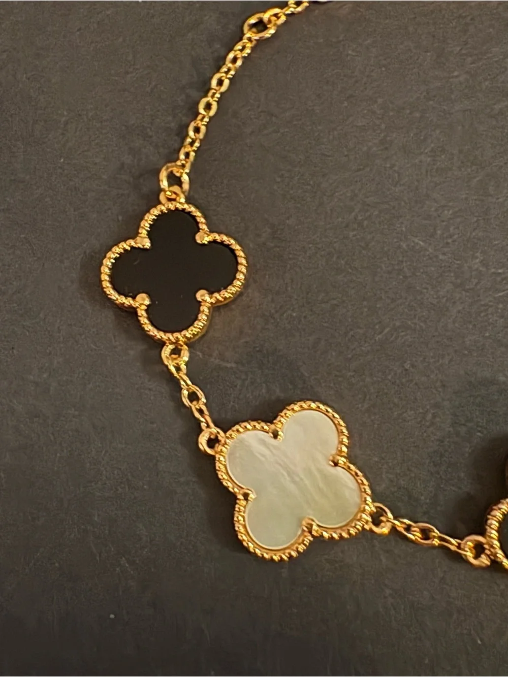 Fashion Stainless Steel Clover Black White Chain Bracelet Adjustable up to 8”